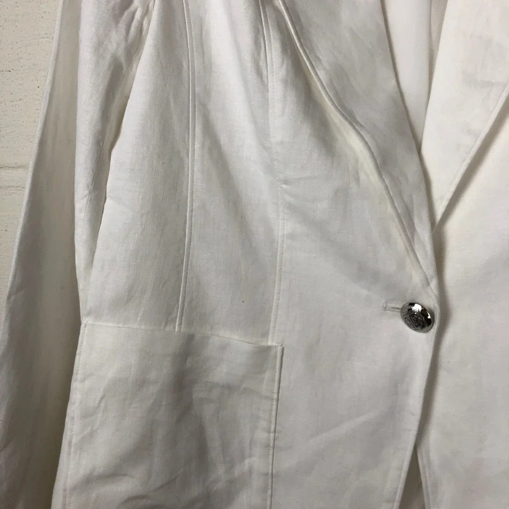 Talbots Womens Classic Linen Blazer Size 6 White Breathable Summer Work Office - Picture 7 of 14